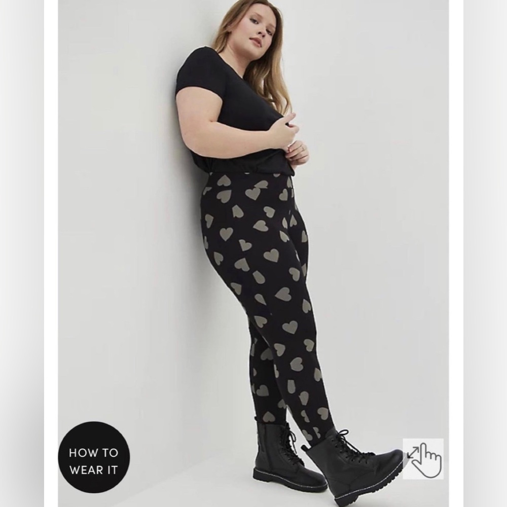 Full Length Signature Waist Premium Leggings hearts size 1 90s grunge punk goth